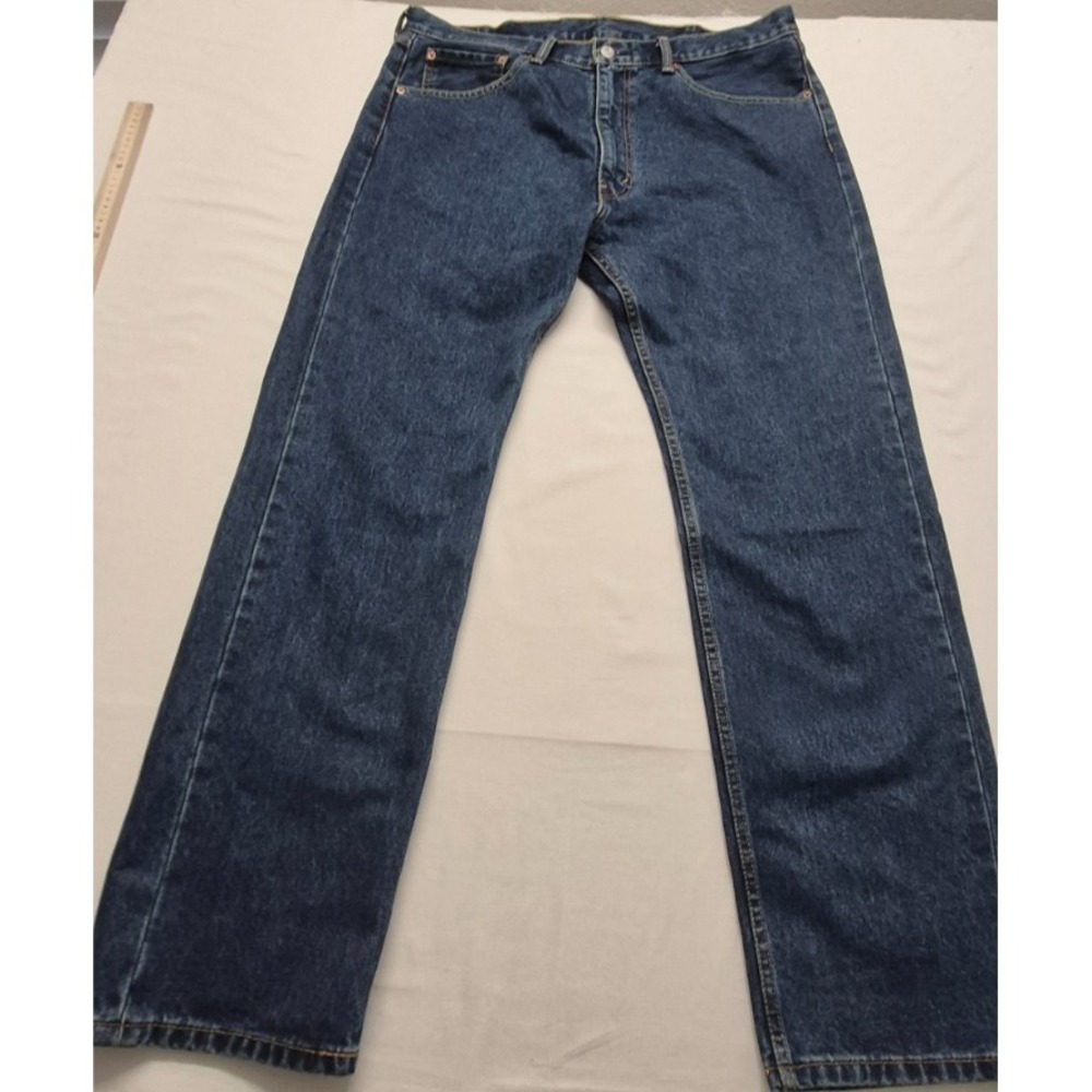 Levi Strauss 505 men's dark wash denim blue jeans 38x32 Cotton‎ straight leg